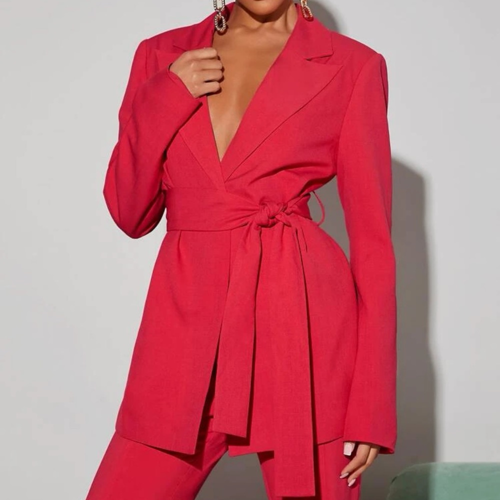 MOTF Red Blazer with Belt - Picture 1 of 3